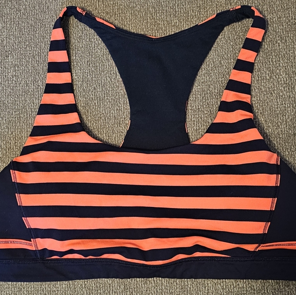 Lululemon run top speed sport bra stripped blue orange